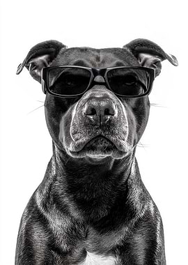 Cool Staffordshire Bull Terrier Dog in Sunglasses