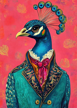 Rococo Peacock Portrait