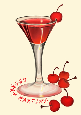 Cherry Martini Illustration