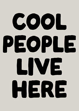 Cool People Live Here Print, Minimalist Heart Poster, Aesthetic Home Decor, Checks Wall Art, Trendy Quote Print,