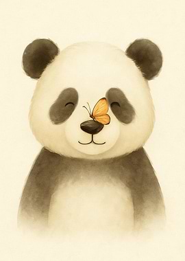 Cute Panda with Butterfly