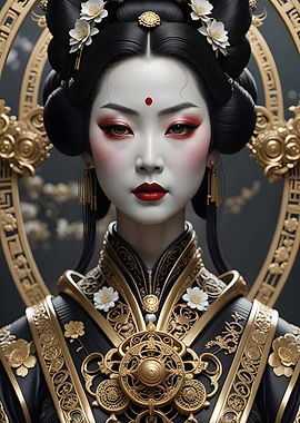 Elegant Asian Woman in Traditional Attire