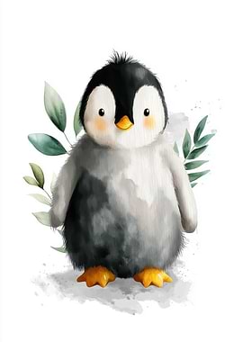 Cute Watercolor Penguin