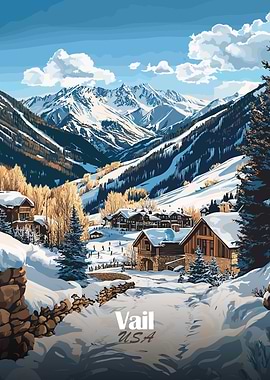 Vail Mountain Winter Scene