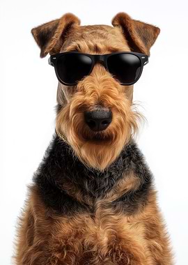 Cool Airedale Terrier Dog Wearing Sunglasses