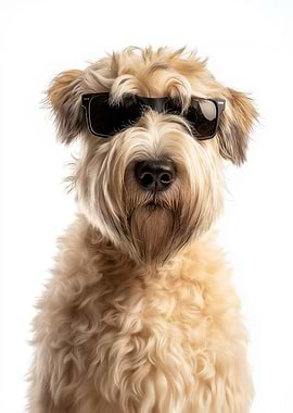 Soft Coated Wheaten Terrier Dog Wearing Sunglasses