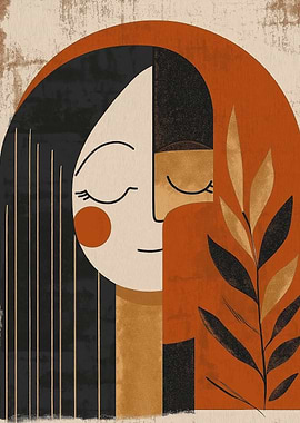 Abstract Woman with Leaves