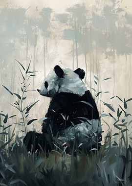 Panda in Bamboo Forest