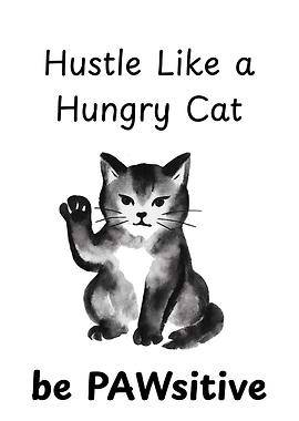 Hustle Like a Hungry Cat -Cat Motivation
