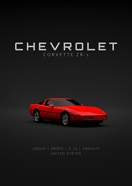 Front Chevrolet Corvette C4 ZR-1 Red Specs