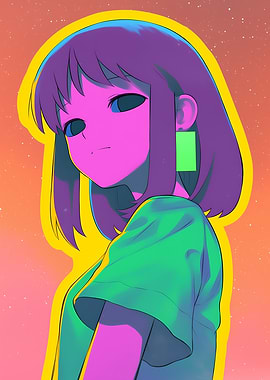 Anime Girl with Neon Colors