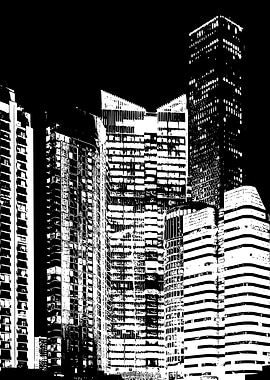 Houston Texas Black and White Cityscape
