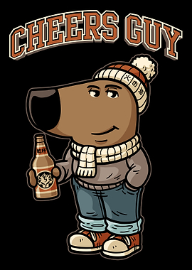 Cheers Guy Dog Beer Cartoon