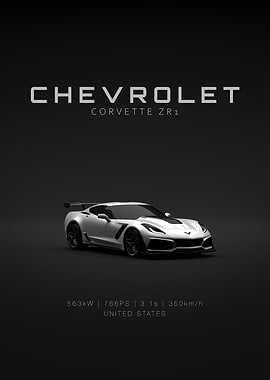 Front Chevrolet Corvette C7 ZR1 - White Specs