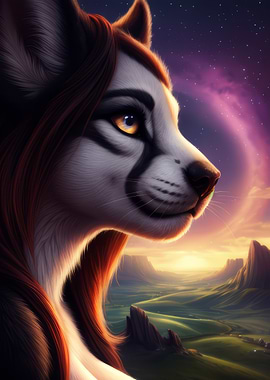 Furry Portrait with Sunset