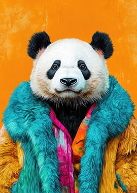 Panda in Fur Coat