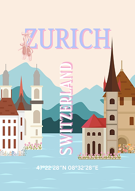 Zurich, Switzerland Travel Poster