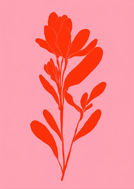 Red Flower on Pink