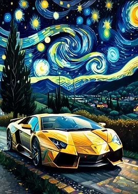 Lamborghini Reventon Under Starry Night