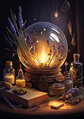 Enchanted Glass Orb with Lavender