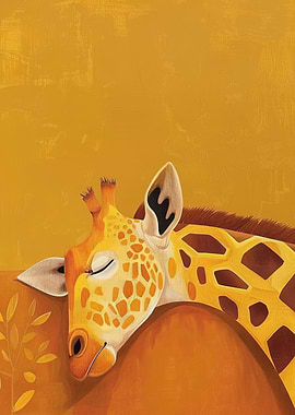 Sleeping Giraffe Illustration