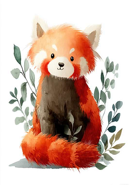 Cute Red Panda Watercolor