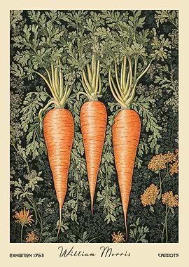 William Morris Carrots Kitchen Botanical
