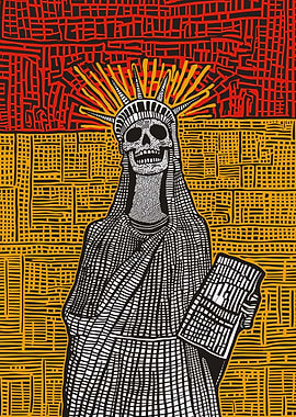 Pop Art Day of the Dead Liberty Skull