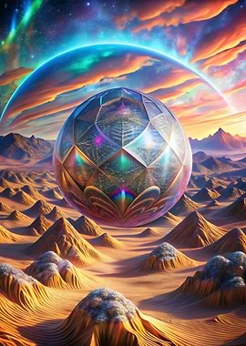 Crystal Egg in Desert Landscape