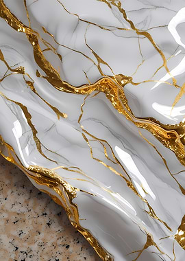 White Marble with Gold Veins