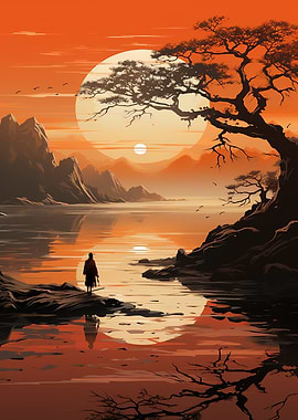 Silhouette Sunset Landscape