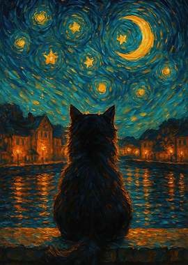 Starry Night and the Black Cat