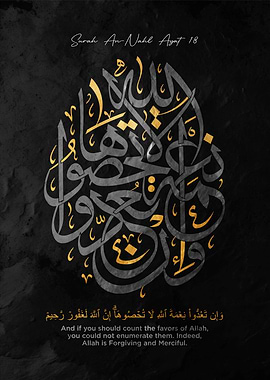 Surah An Nahl Ayat 18 Calligraphy