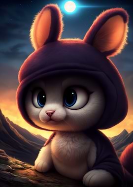 Cute Bunny in a Hood