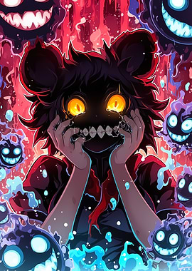 Smiling Character with Glowing Eyes