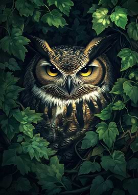 Great Horned Owl in Foliage