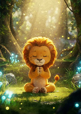 Lion in Forest Meditation