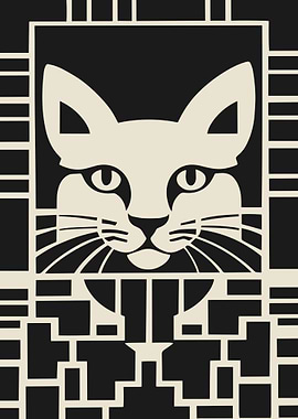 Art Deco Cat Portrait