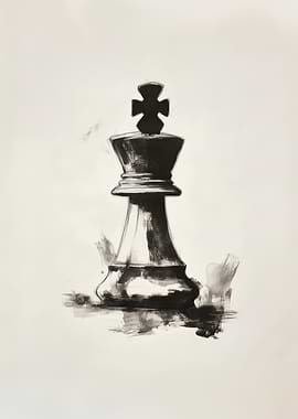 Chess King Ink Drawing