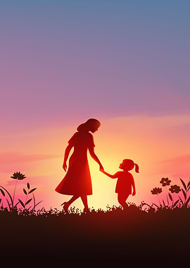 Mother and Daughter Silhouette