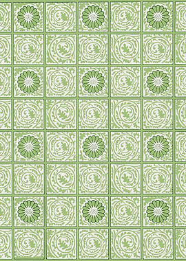 Green Floral Tile Pattern