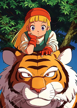 Tiger and Girl Anime Art