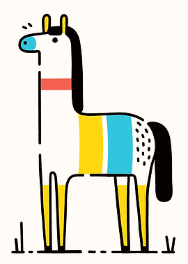 Colorful Cartoon Horse