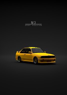 Front BMW M3 E30 Evo 3 Yellow