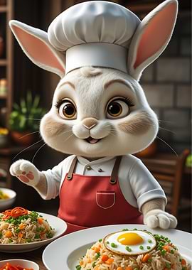 Chef Bunny with Fried Rice