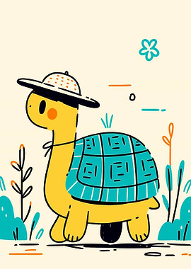 Cute Turtle in a Hat