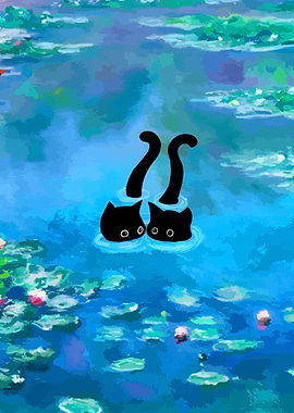Cats in Water Lilies