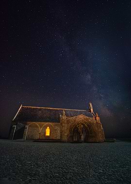 Stone Chapel Under Milky Way