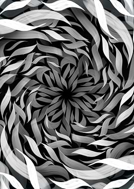 Abstract Black and White Floral Pattern