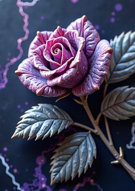 Metallic Rose with Glittering Detail